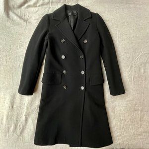 Vintage Black Double Breasted Long Coat Small
